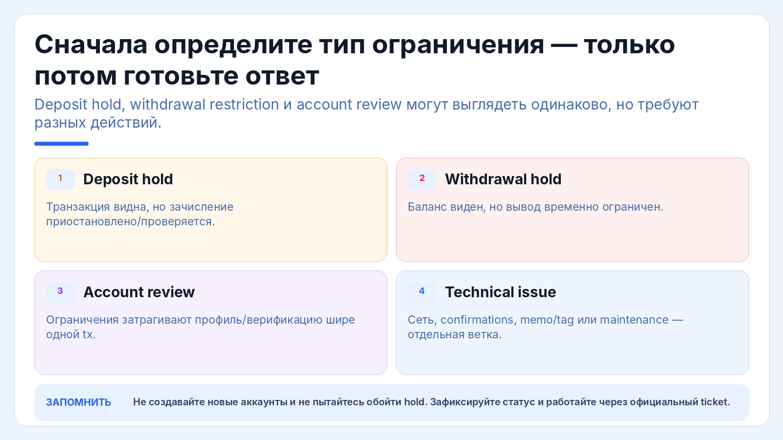 Сначала определите тип ограничения — только потом готовьте ответ